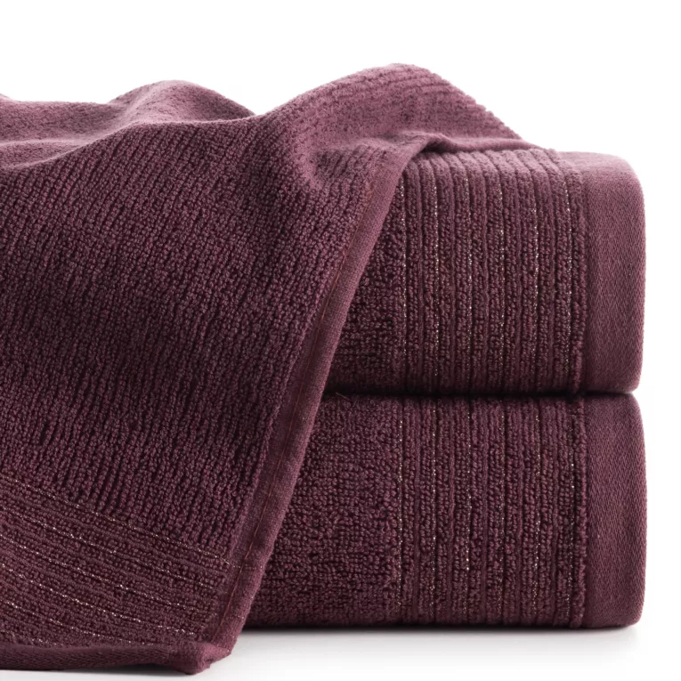 Ręcznik do rąk 30x50 cm bawełniany kolor burgundowy zdobiony błyszczącą bordiurą 500 g/m2 LARI