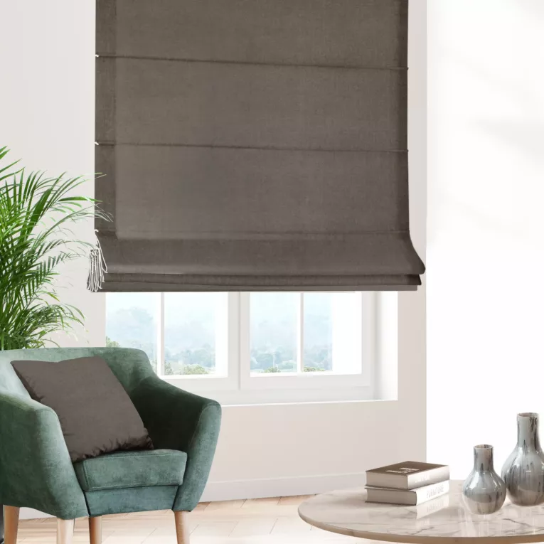 Roleta rzymska ADESSA grafitowa z miękkiej tkaniny o welurowej strukturze