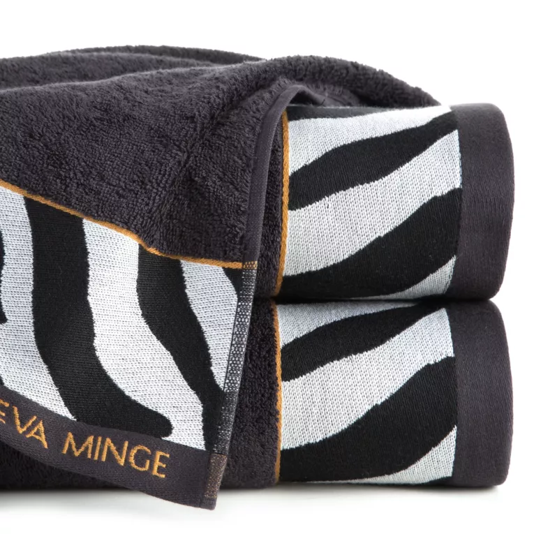 Ręcznik kąpielowy 50X90 cm bawełniany kolor czarny,szary z designerską bordiurą 500 g/m2 EVA 22 Eva Minge