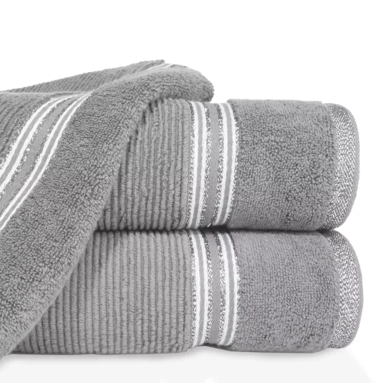 Ręcznik do rąk 30x50 cm bawełniany kolor srebrny z błyszczącą bordiurą 530 g/m2 FILON Eva Minge