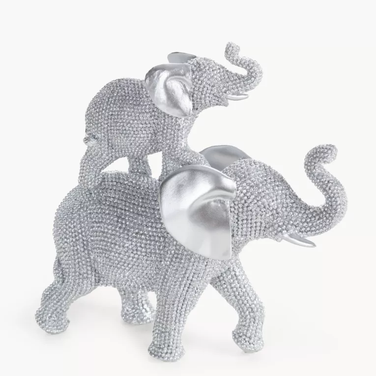 Figurka srebrna w kształcie słonia o drobnym strukturalnym wzorze 17x6x17 cm ELDO