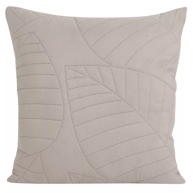 Poszewka na poduszkę 40x40 cm szarobeżowa z motywem liści wytłaczanym techniką hot press BONI DESIGN 91