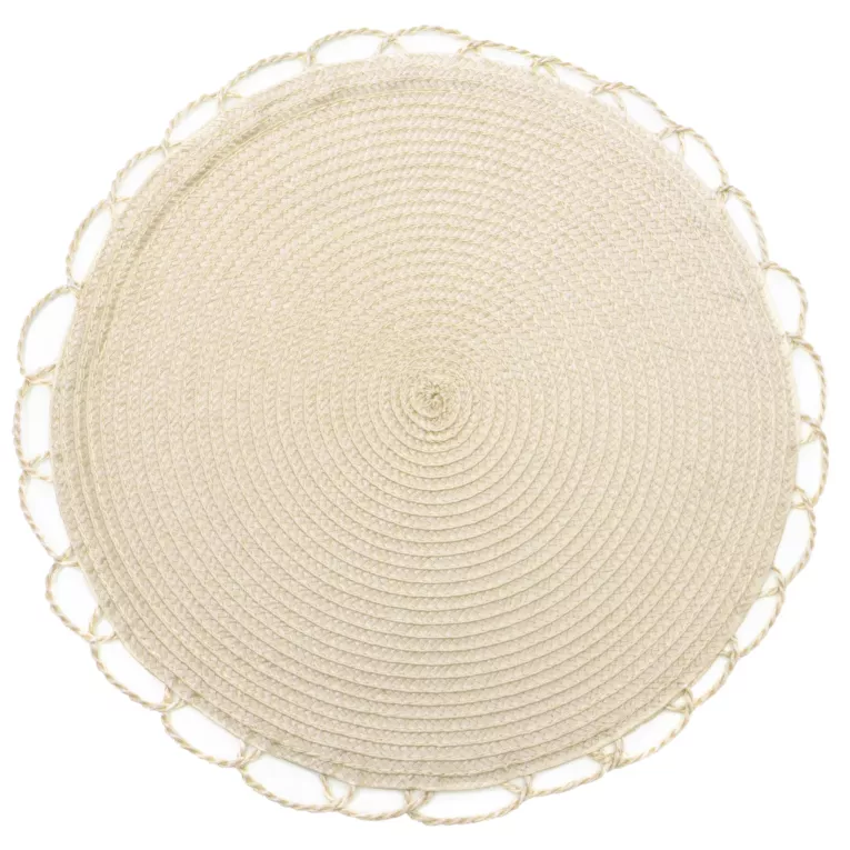 Podkładka okrągła na stół beżowa średnica 38 cm TINA pleciona