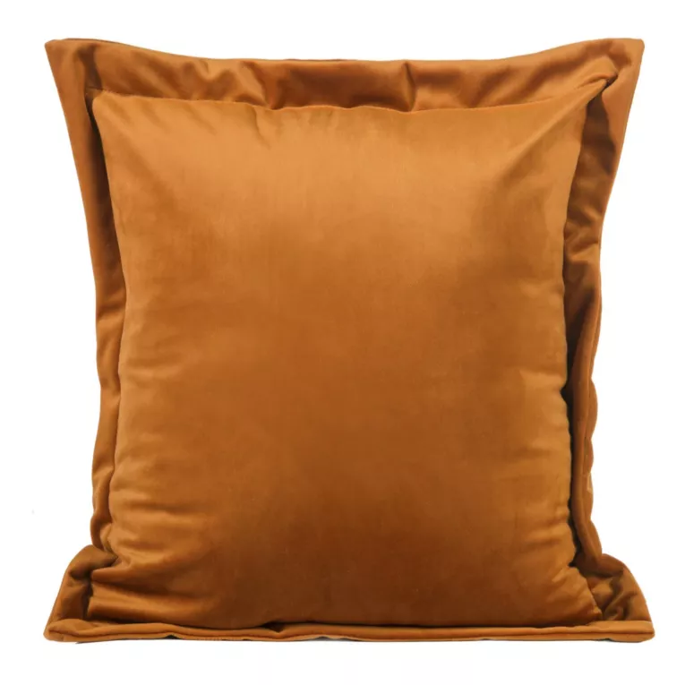 Poszewka na poduszkę 45x45 cm welwetowa ruda z ozdobnymi brzegami RIA Diva Line