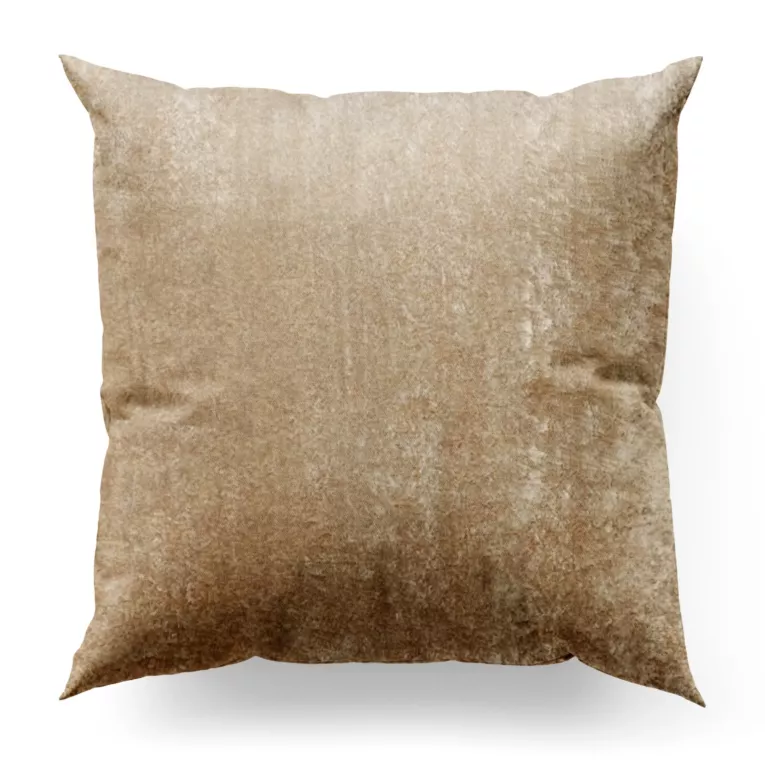 Poszewka szyta beżowa z miękkiej tkaniny welwetowej z efektem kreszowania