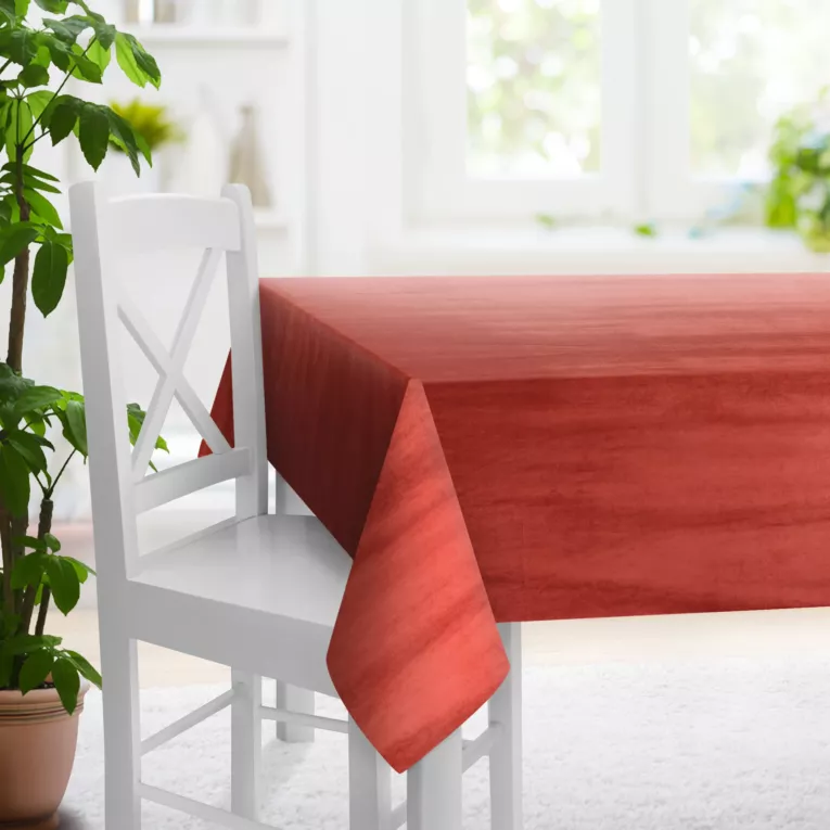 Obrus szyty SAFARI czerwony z miękkiej welwetowej tkaniny z połyskiem