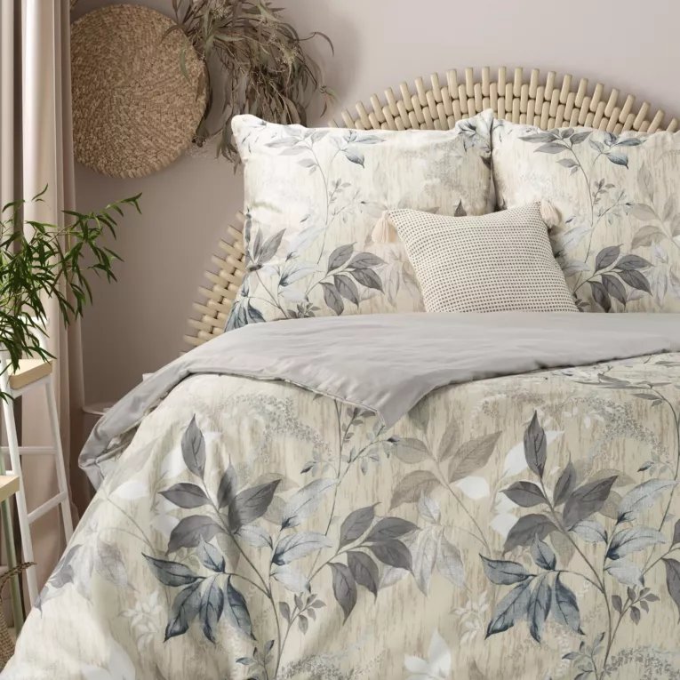 Pościel 220x200 cm flanelowa kolor miętowy, jasnoszary w klasyczną kratę MONTENEGRO Terra Collection