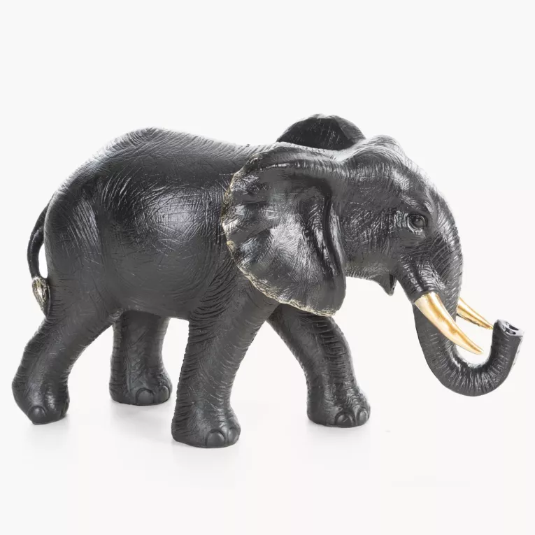 Figurka czarna Słoń 20x7x12 cm OLI