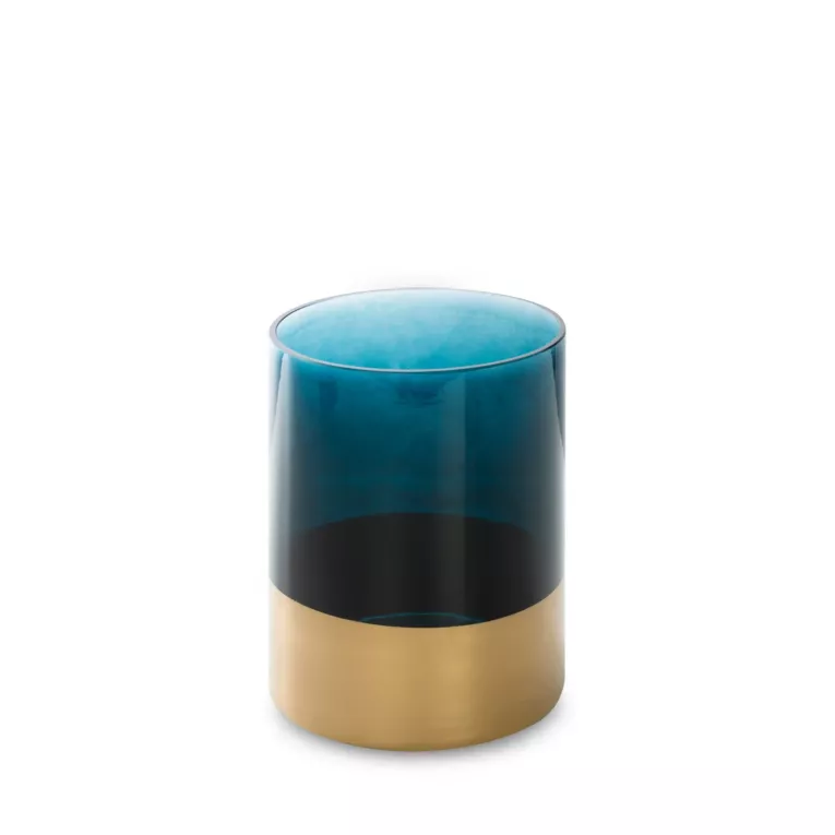 LIMITED COLLECTION świecznik LILI turkusowo-złoty z malowanego szkła artystycznego