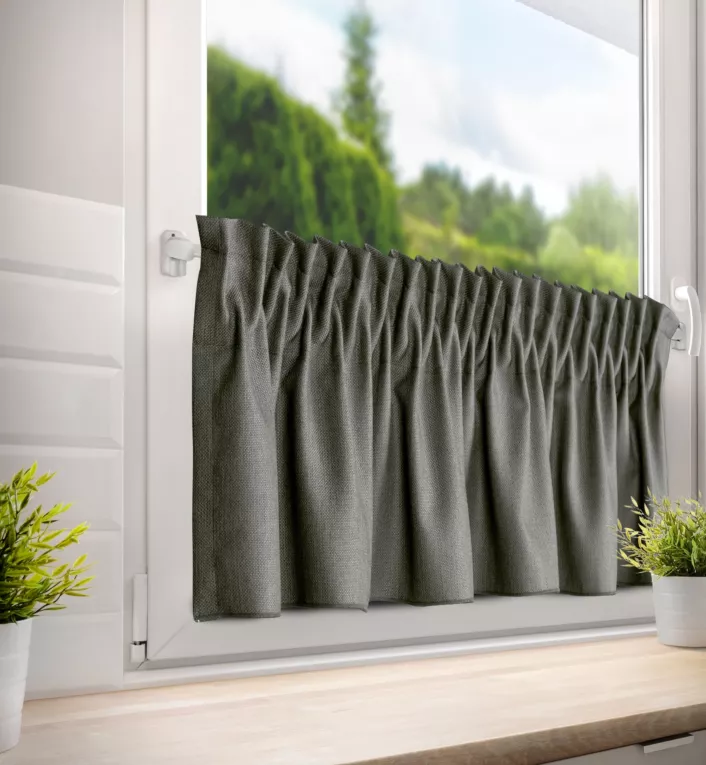 Zazdrostka popielata z tkaniny o płóciennym splocie 140x45 cm taśma  LENA