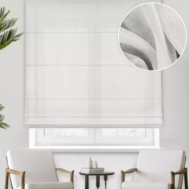 Roleta rzymska BLANKA kremowa z etaminy o naturalnym splocie i lekkim połysku