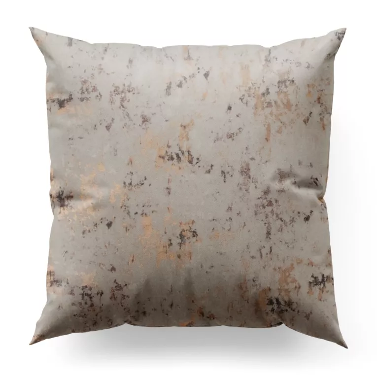 Poszewka szyta kremowo złota z grubej, matowej tkaniny welwetowej z połyskliwym nadrukiem Italissima Eva Minge