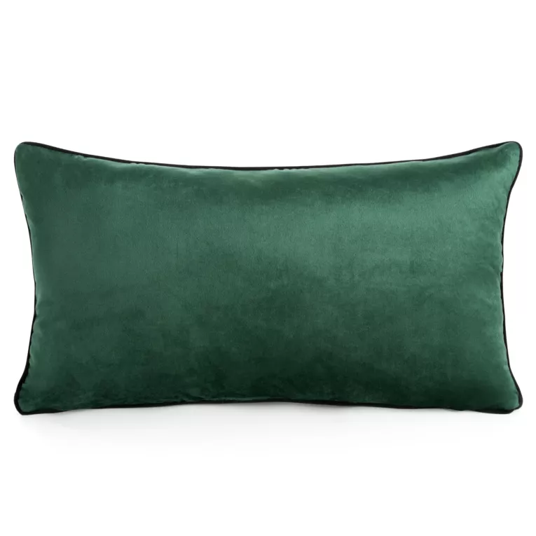 Poduszka 30 x 50 cm welwetowa ciemnozielona z kontrastującą lamówką GAJA 3