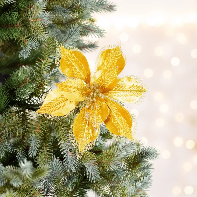 Świąteczny kwiat dekoracyjny z welwetu