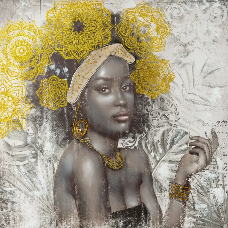 Obraz ADELE kolaż na płótnie ze złotymi elementami