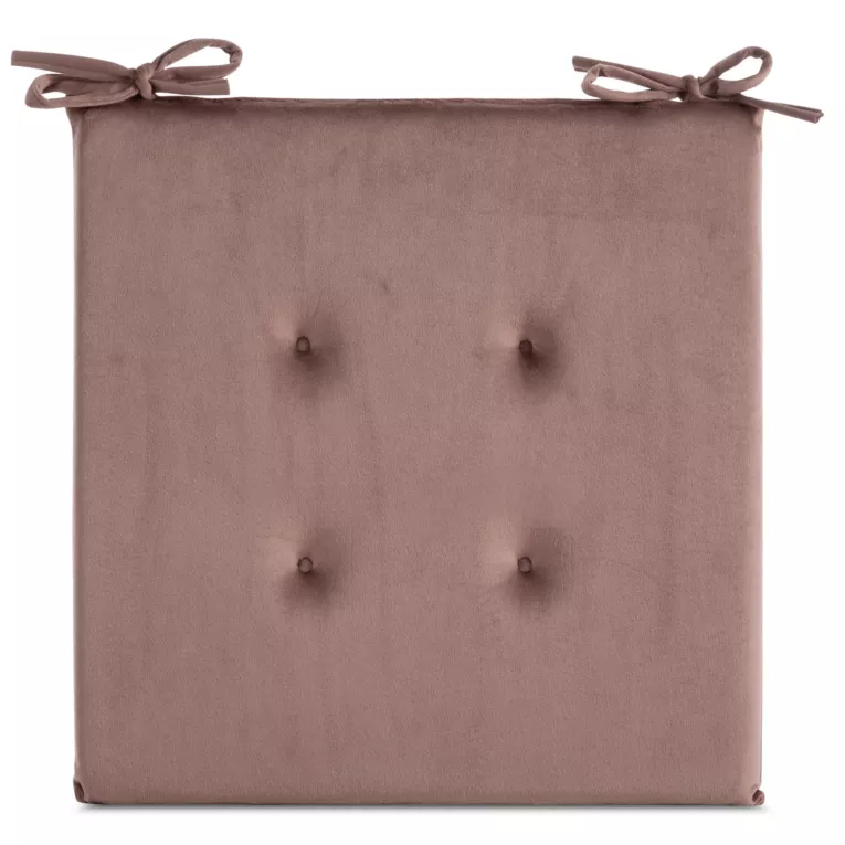 Poduszka na krzesło 40 x 40 x 3 cm  welwetowa ciemnoróżowa z ozdobnym pikowaniem i praktycznymi troczkami GAJA