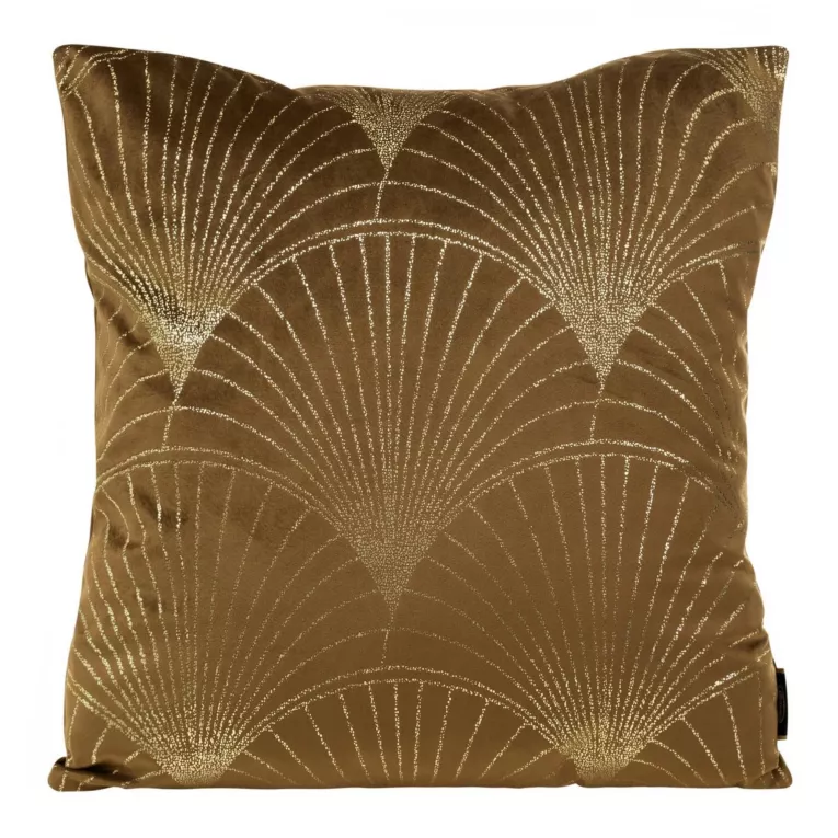 Poszewka na poduszkę 45x45 cm welwetowa kolor brązowy ze złotym nadrukiem BLINK 21
