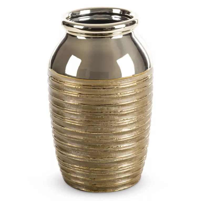 Wazon  ceramiczny DORI złota ze żłobieniami