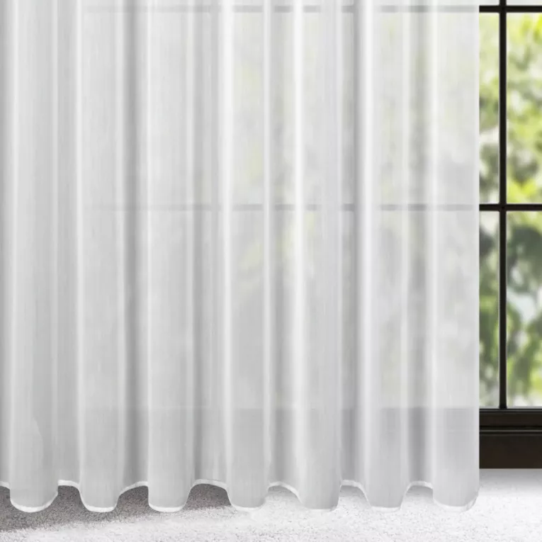 Firana biała z gładkiej tkaniny o naturalnym wyglądzie 300x260 cm przelotka KALIA