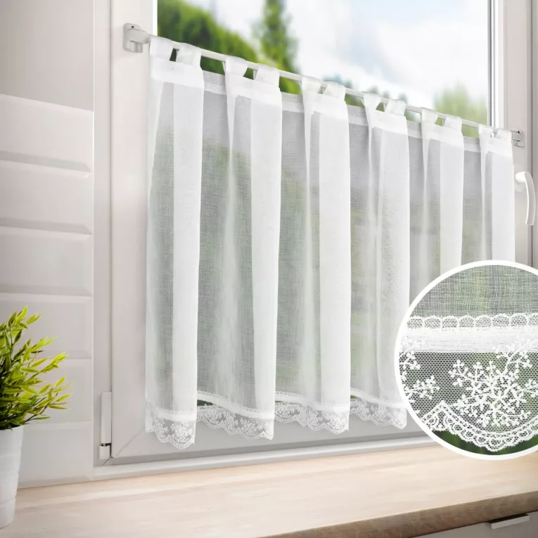 Zazdrostka biała zdobiona subtelną koronką 70x150 cm szelki SUZAN