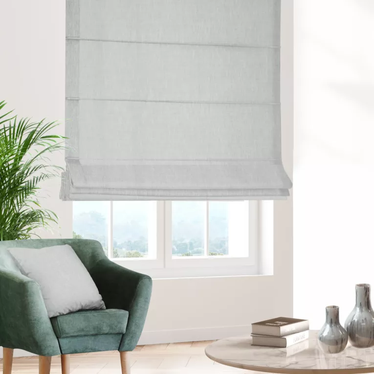 Roleta rzymska naturalna z tkaniny szenilowej o wyraźnym splocie