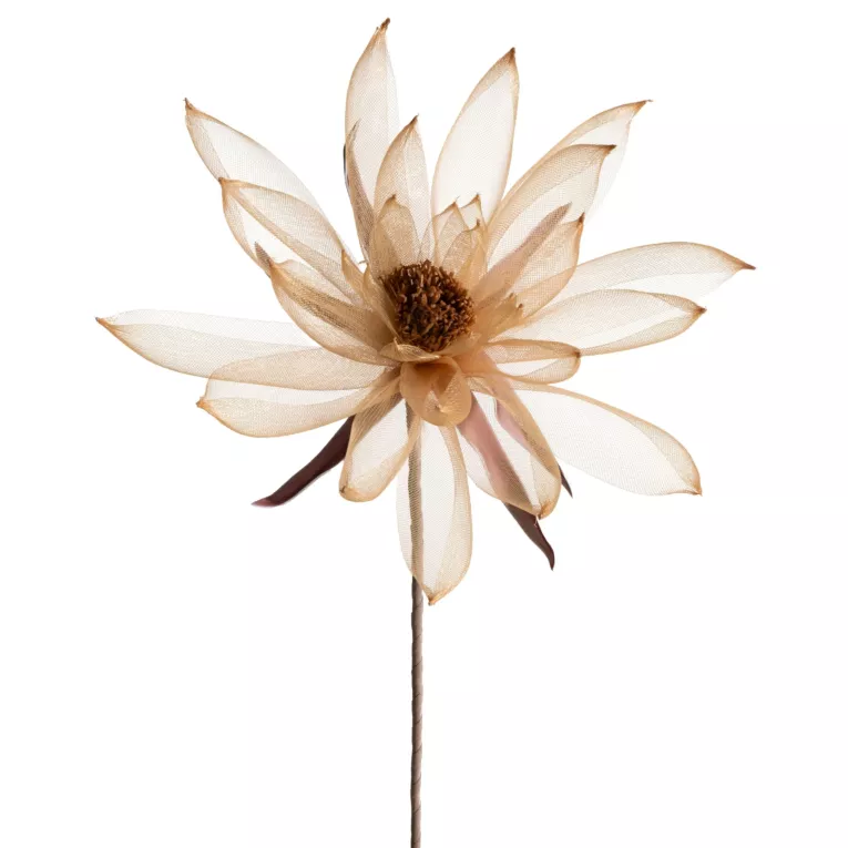 Kwiat sztuczny jasnobeżowy z organzy 65 cm