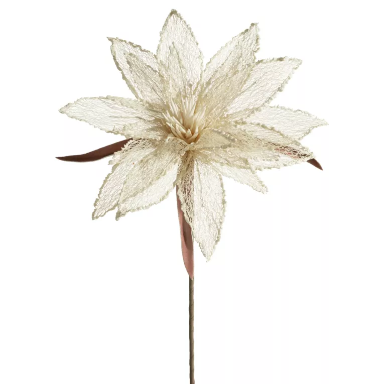 Kwiat sztuczny kremowy z siateczki 70 cm