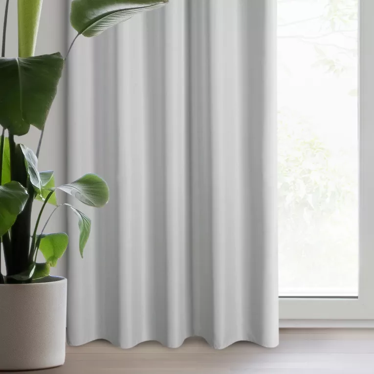 Zasłona srebrna z matowej gładkiej tkaniny 140x270 cm taśma - RITA