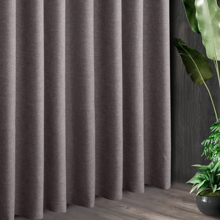 Tkanina zasłonowa zaciemniająca typu blackout, z ozdobnym splotem, z efektem melanżu