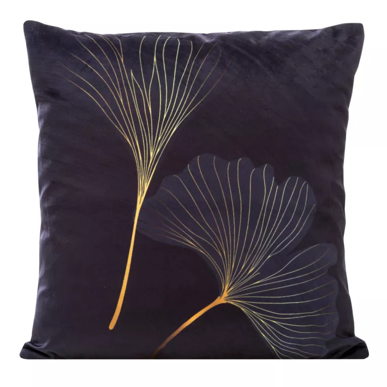 Poszewka z WANESA welwetu z delikatnym beżowym nadrukiem z motywem liści miłorzębu