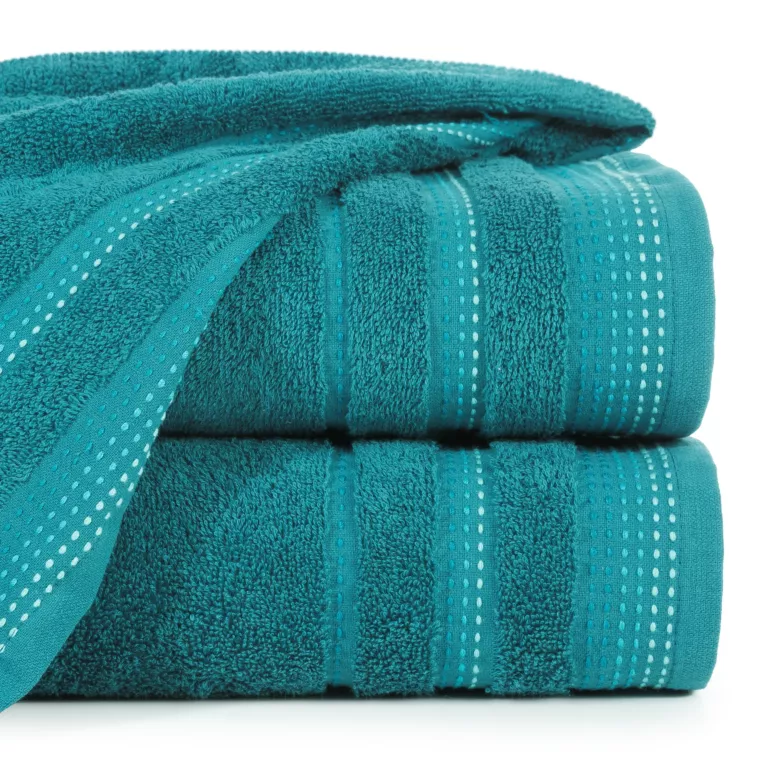 Ręcznik kąpielowy 70x140 cm bawełniany kolor turkusowy z ozdobnym stębnowaniem 500 g/m2 POLA