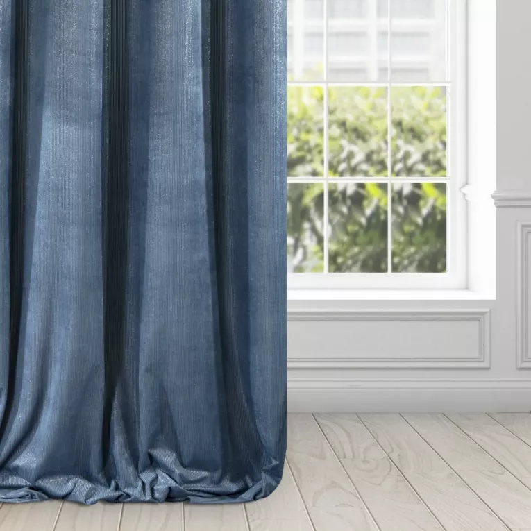 Zasłona welwetowa granatowa z dodatkiem lśniącej nici 140x270 cm przelotka - CLARISA Diva Line