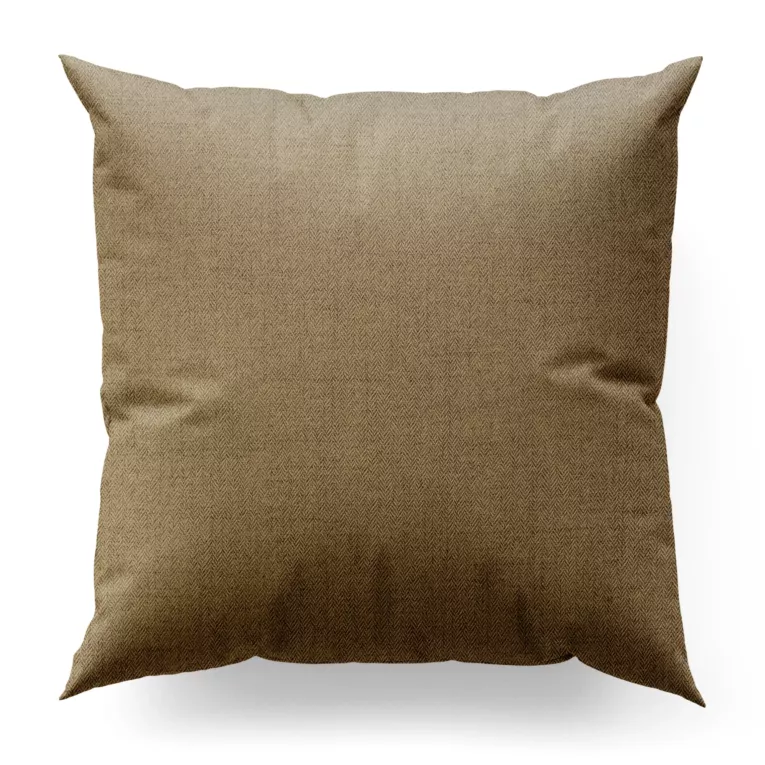 Poszewka szyta brązowa z tkaniny z jodełkowym wzorem geometrycznym