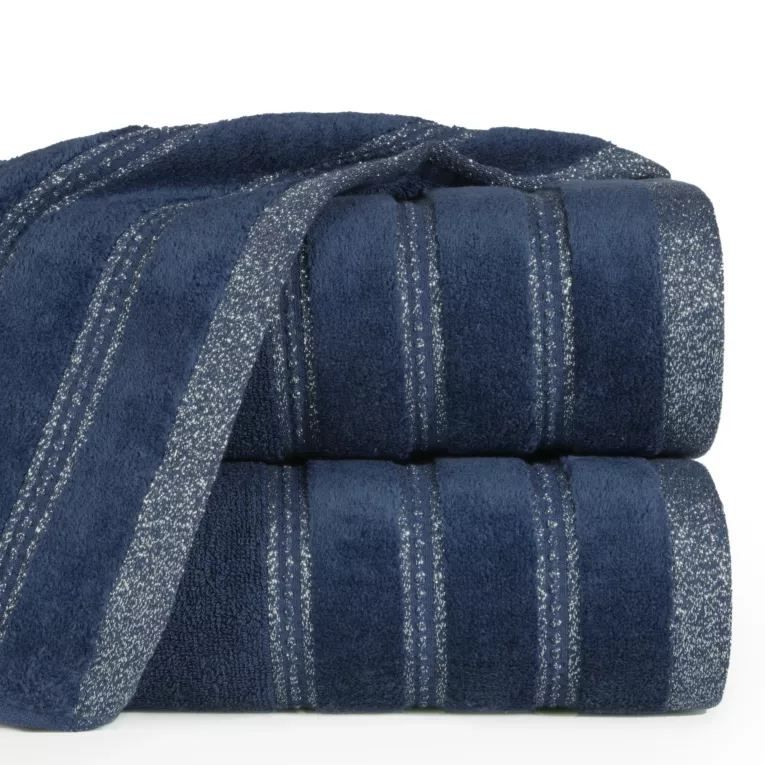 Ręcznik kąpielowy 70x140 cm bawełniany kolor granatowy z błyszczącą bordiurą 500 g/m2 GLORY 1