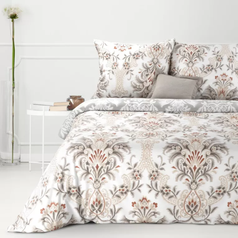 Pościel 220x200 cm bawełniana kolor biały, beżowy z motywem ornamentów SARA 7