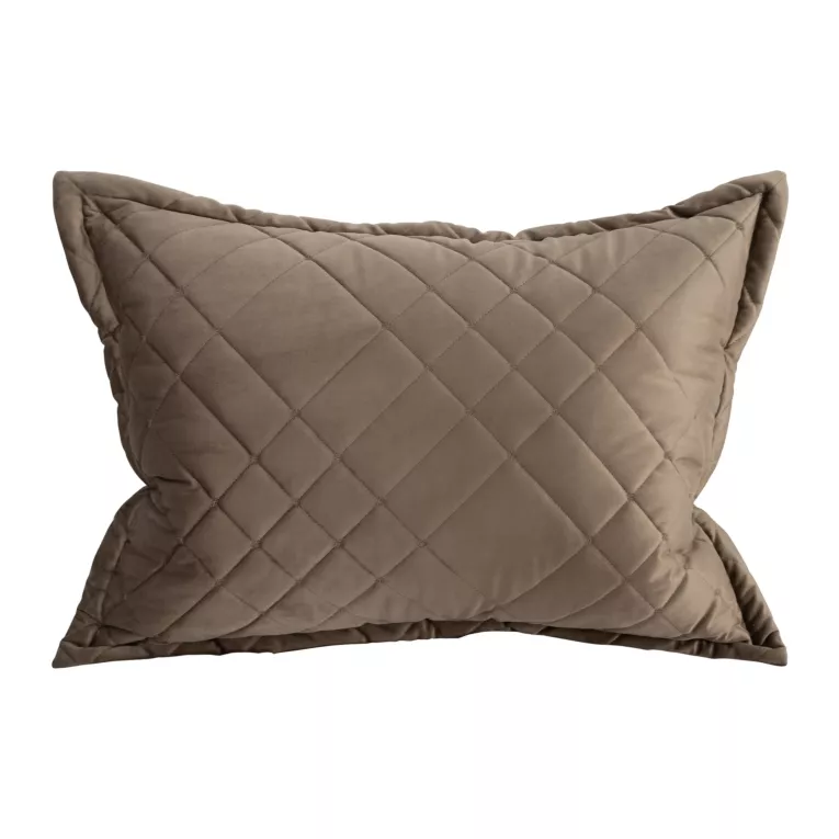 Poszewka na poduszkę 50x70 cm welwetowa, brązowa zdobiona geometrycznymi przeszyciami RIA 6 Eurofirany Premium - kolekcja VULCANO