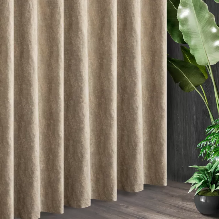 Tkanina zasłonowa, gruba, miękka, szenilowa, z efektem przecierki z kolekcji Eva Minge