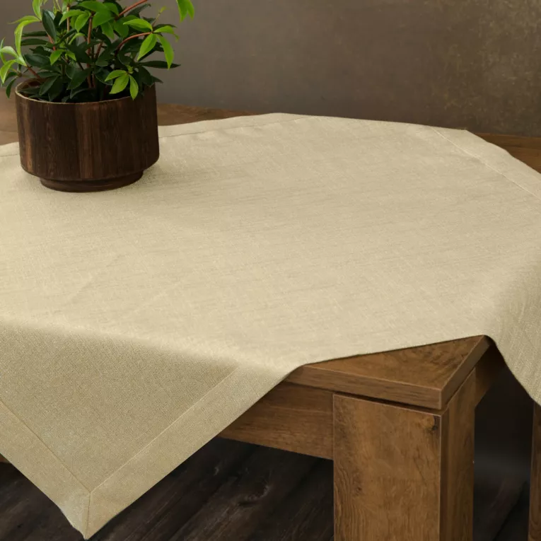 Bieżnik na stół złoty 85x85 cm o strukturze płótna STELLA 1 z dodatkiem srebrnej nici