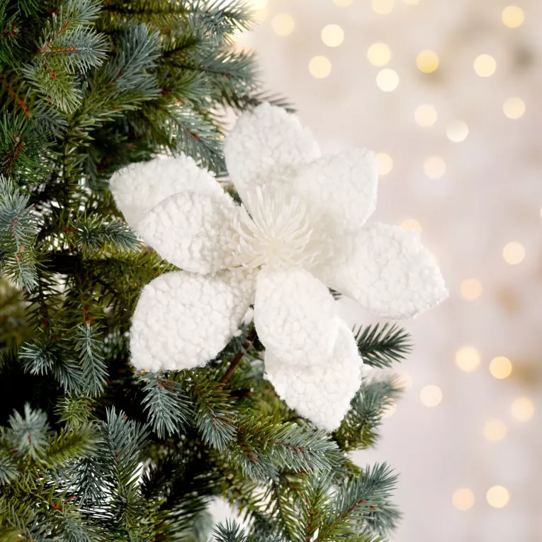 Świąteczny kwiat dekoracyjny z tkaniny typu bukla