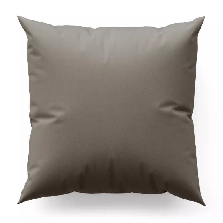 Poszewka szyta beżowa z gładkiej tkaniny zaciemniającej typu dimout wykończona obciążnikiem