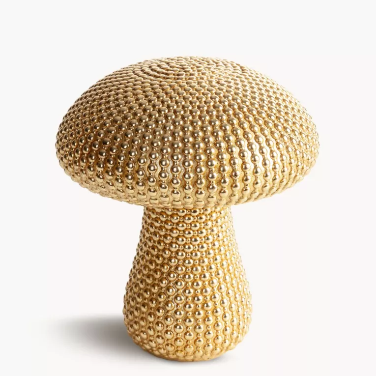 Figurka dekoracyjna grzybek pokryta złotymi kuleczkami