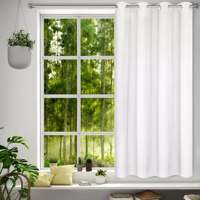 Zasłona biała z matowej gładkiej tkaniny 140x175 cm przelotka - RITA