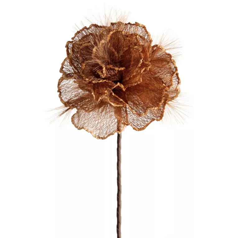 Kwiat sztuczny brązowy z siateczki 80 cm
