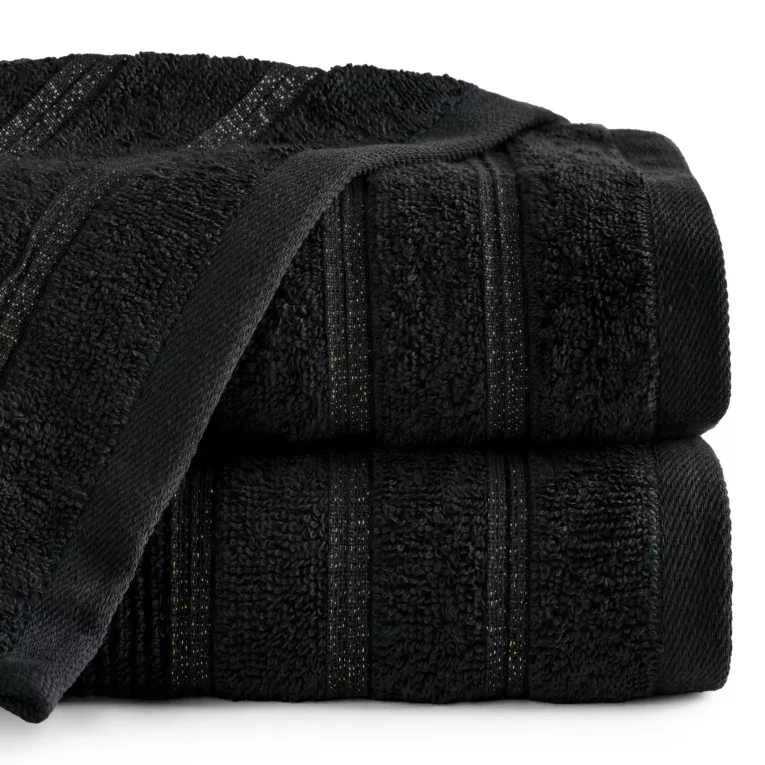 Ręcznik kąpielowy 50x90 cm bawełniany kolor czarny w błyszczące paseczki AMIRA