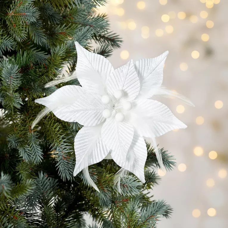 Świąteczny kwiat dekoracyjny z wytłaczanym wzorem