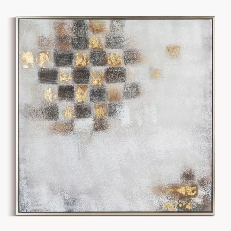 Obraz DELUSION 2 ręcznie malowany na płótnie ze złotymi elementami oprawiony w ramę