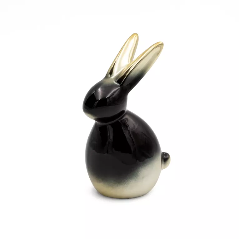 Figurka dekoracyjna ZAJĄCZEK w złoto-czarnej kolorystyce