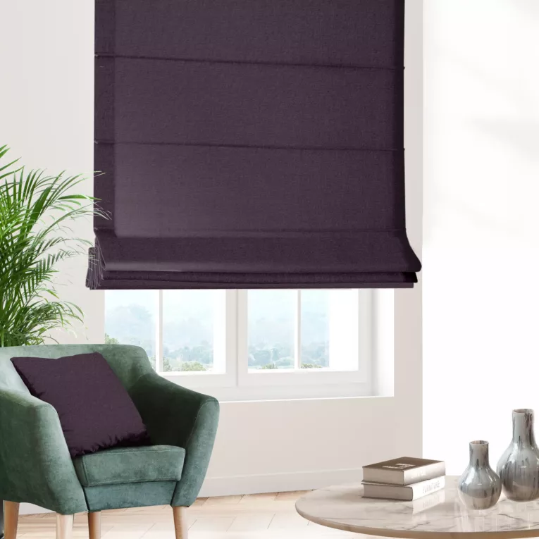 Roleta rzymska DORA - HIT fioletowa z miękkiej tkaniny o welurowej strukturze