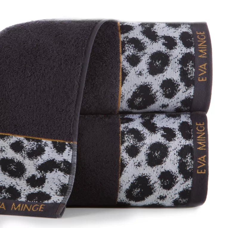 Ręcznik kąpielowy 70x140 cm bawełniany kolor czarny,szary z designerską bordiurą 500 g/m2 EVA 22 Eva Minge