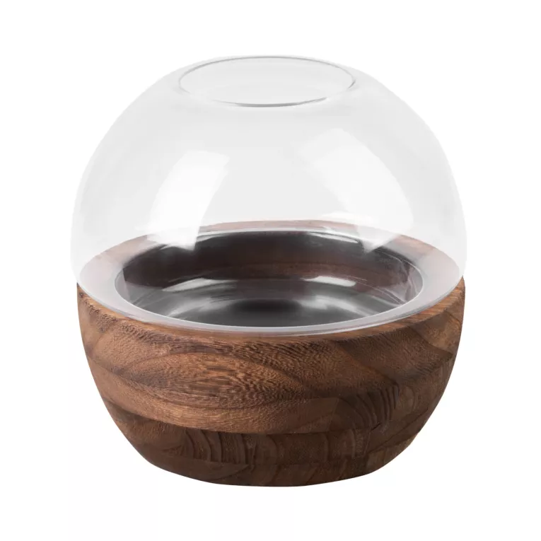 Świecznik dekoracyjny GRACE ze szkła i drewna